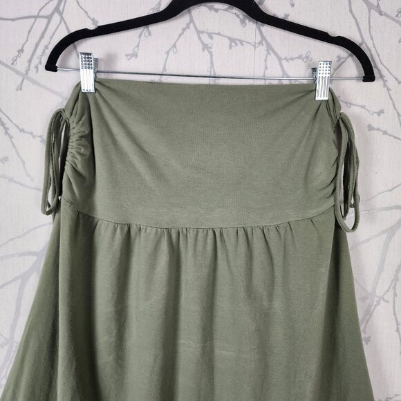 Of The Earth Green Organic Cotton Azlon Stretch Fit & Flare Midi Skirt - Picture 2 of 8
